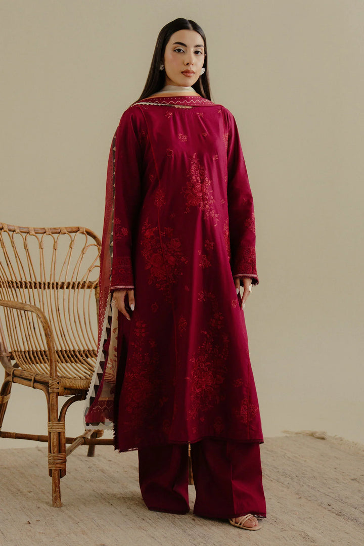 Lawn-3PC Embroidered Shirt with Digital Printed Jacquard Dupatta-1401
