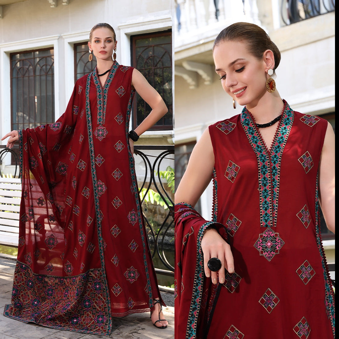 Bareeze Dhanak 3PC Embroidered With Full Embroidered Shawl-129