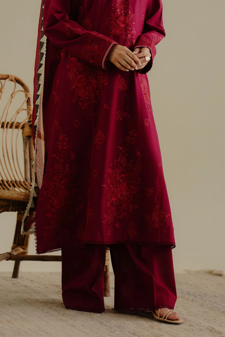 Lawn-3PC Embroidered Shirt with Digital Printed Jacquard Dupatta-1401