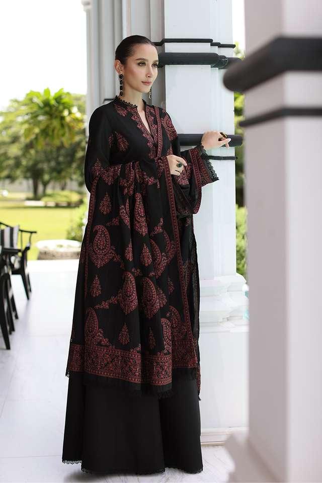 Dhanak-3PC Embroidered Shirt with Dhanak Embroidered Shawl-225