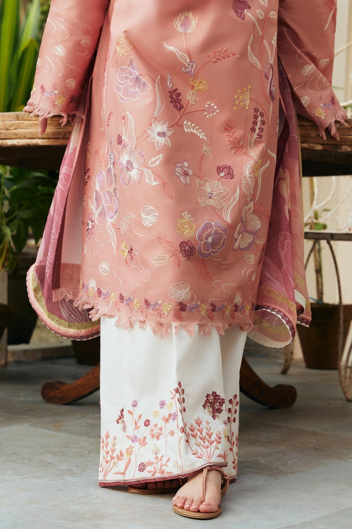 Dhanak-3PC Embroidered Shirt with Digital Printed Wool Shawl -3188