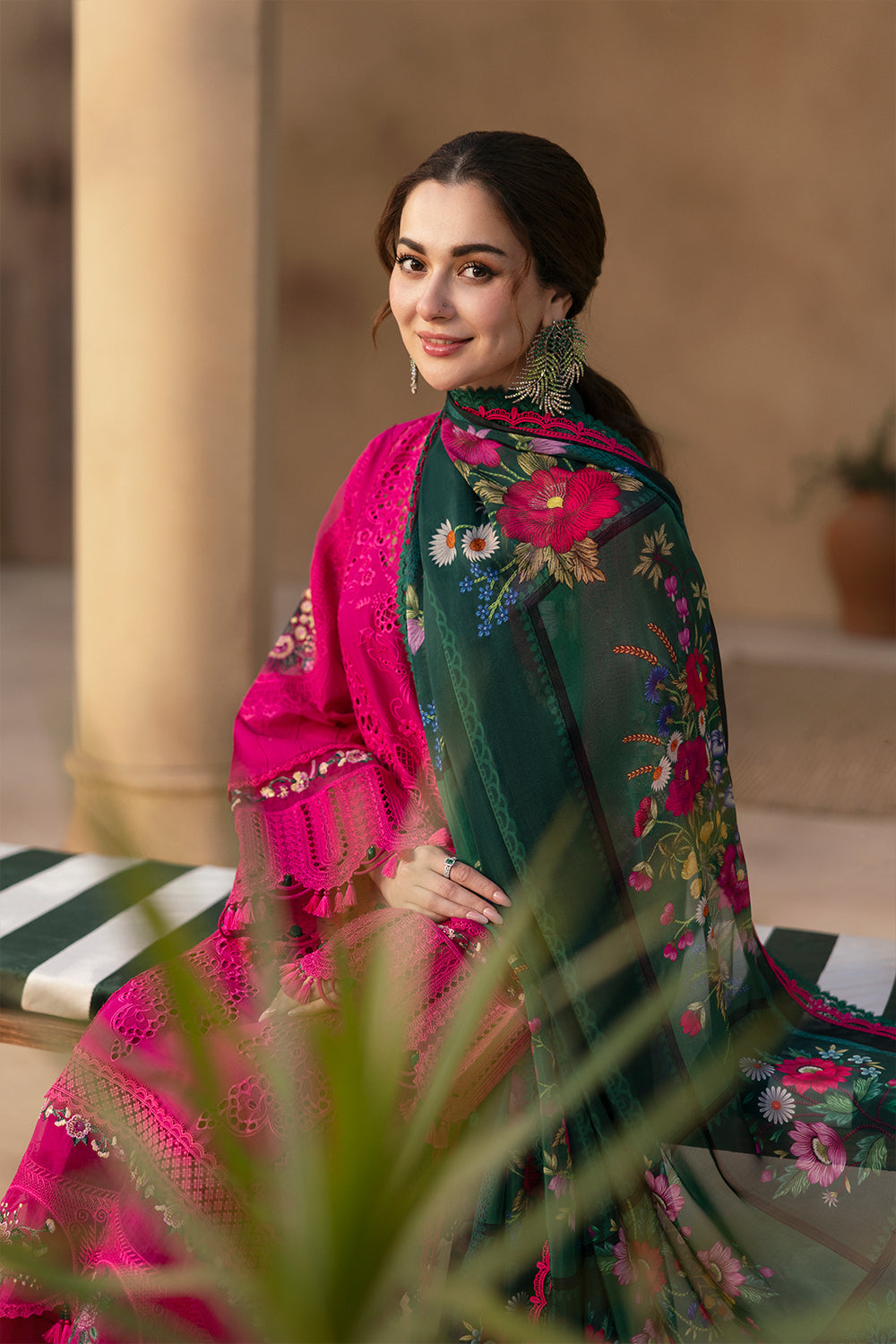 Dhanak-3PC Embroidered Shirt with Digital Printed Wool Shawl -3408